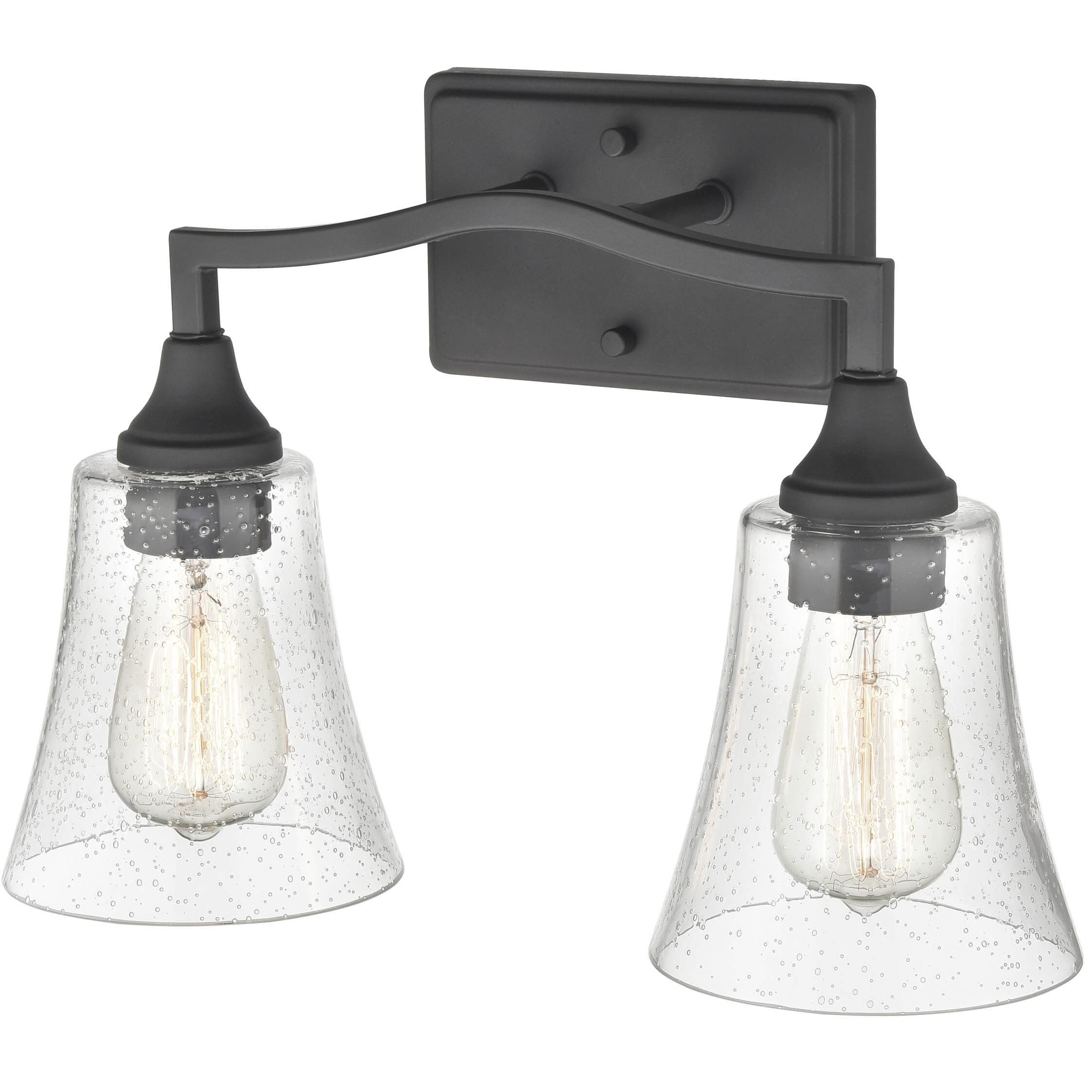 Caily 2 Light 15.75 inch Matte Black Bathroom Vanity Light Wall Light